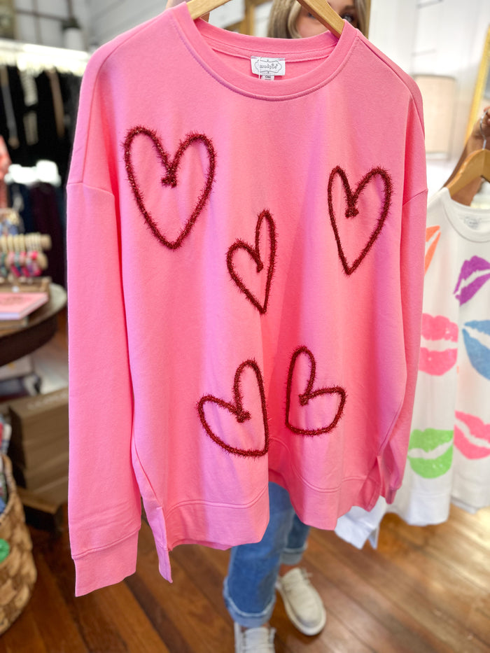 mud pie pink heart sweater