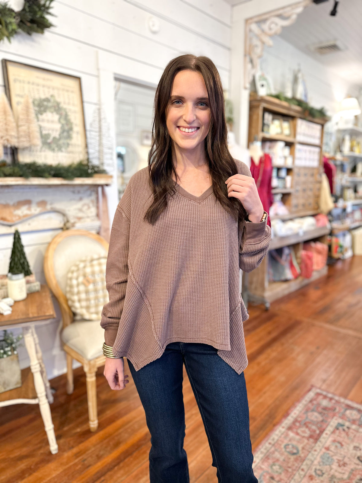 light brown dear john mira top long sleeve oversized 