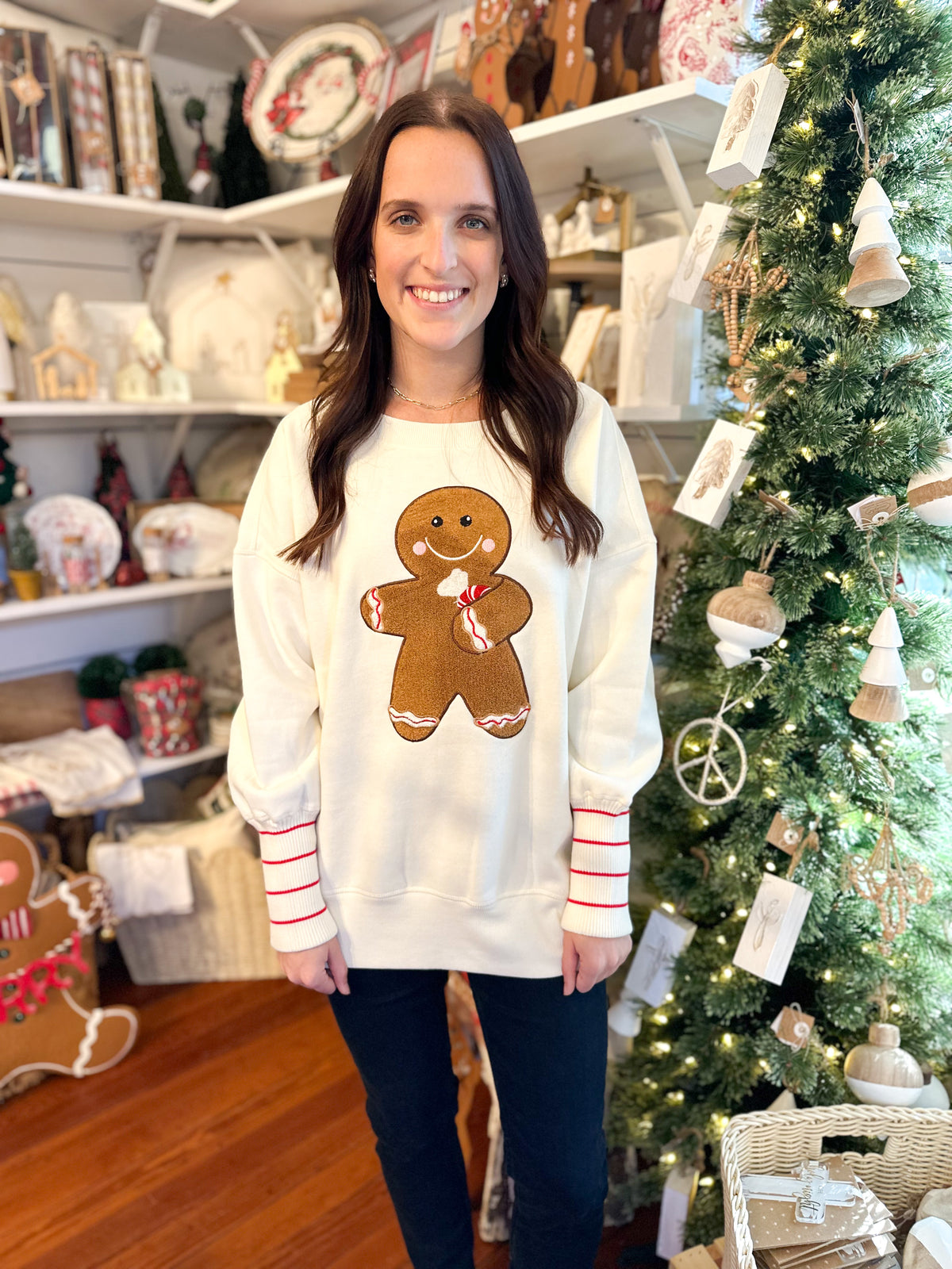 august bleu gingerbread man pullover