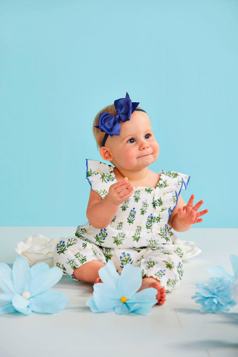 mud pie flutter sleeve longall for baby blue floral block print 