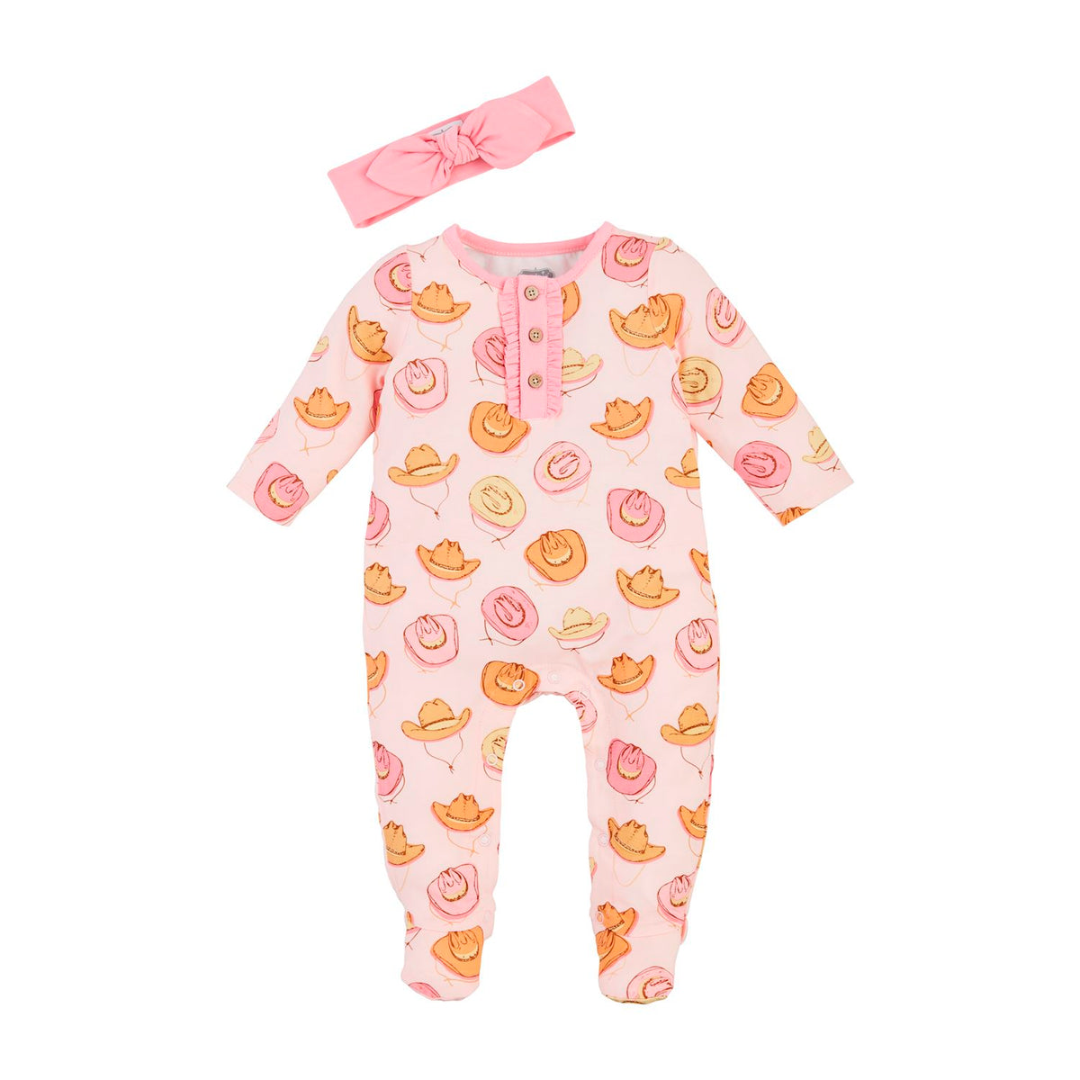 mud pie cowgirl and headband sleeper set