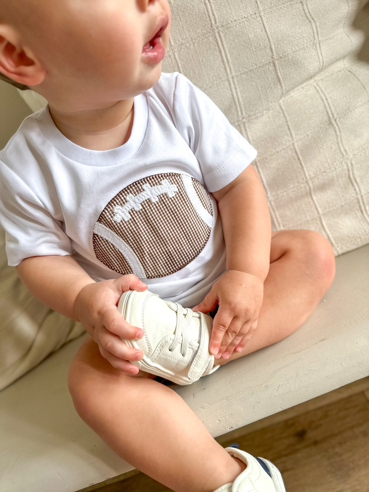 toddler size football applique tee