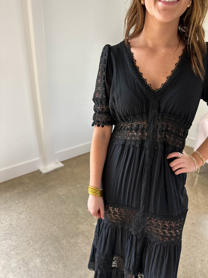 black lace detail dress 