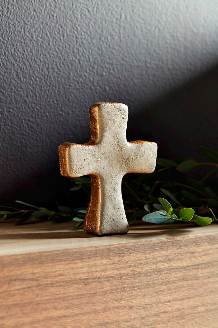 mud pie concrete gold cross