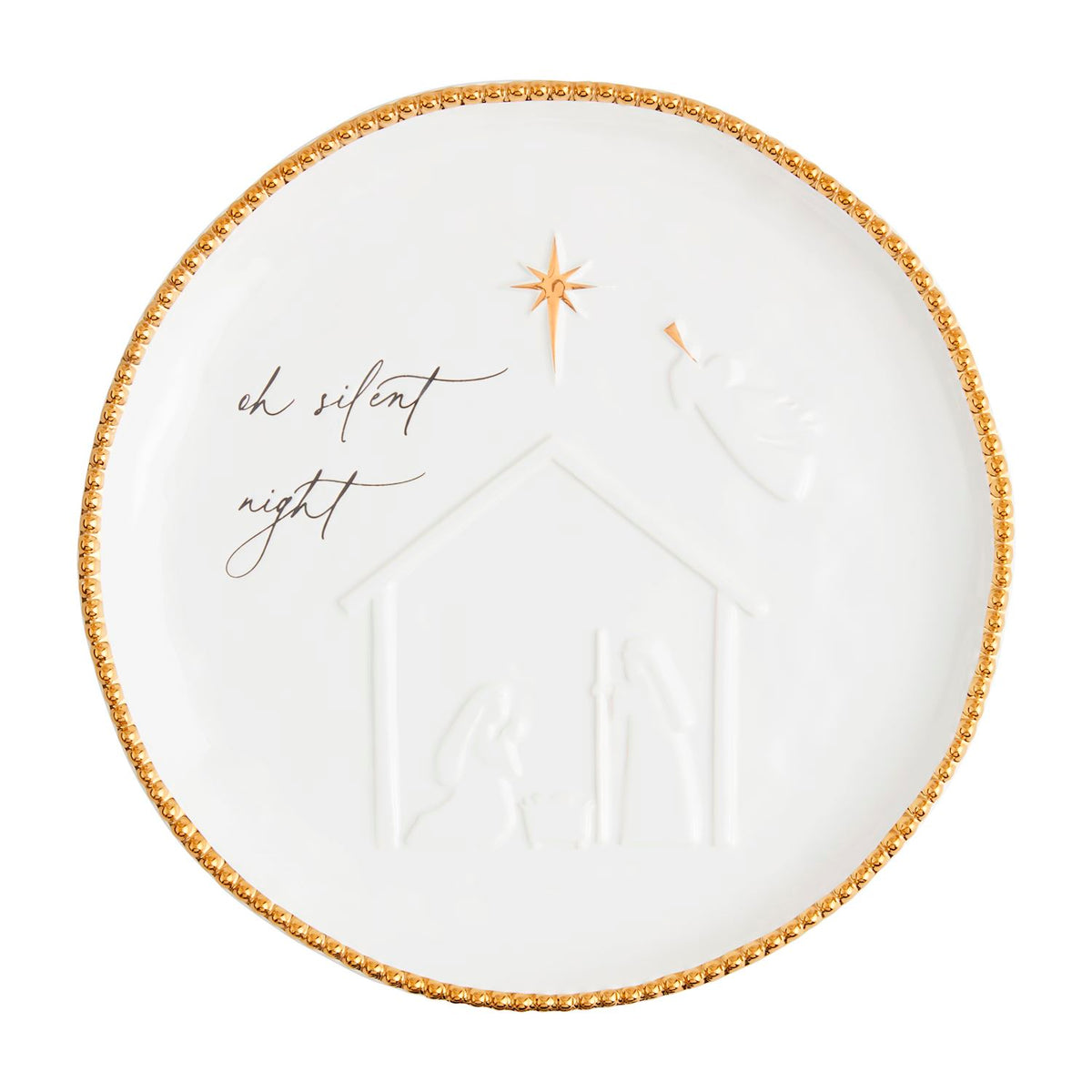 mud pie oh silent night platter with gold trim