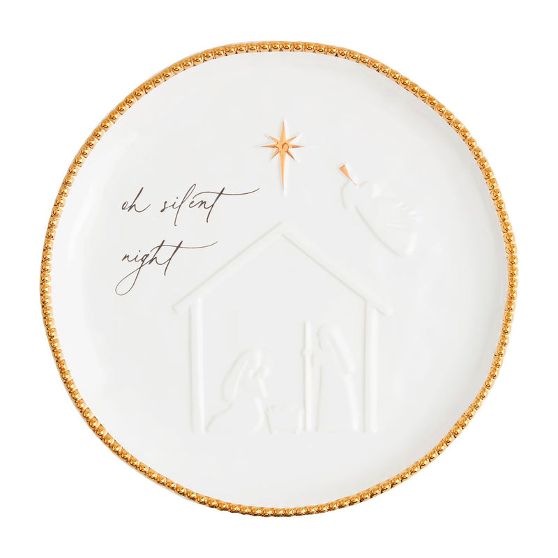 mud pie oh silent night platter with gold trim