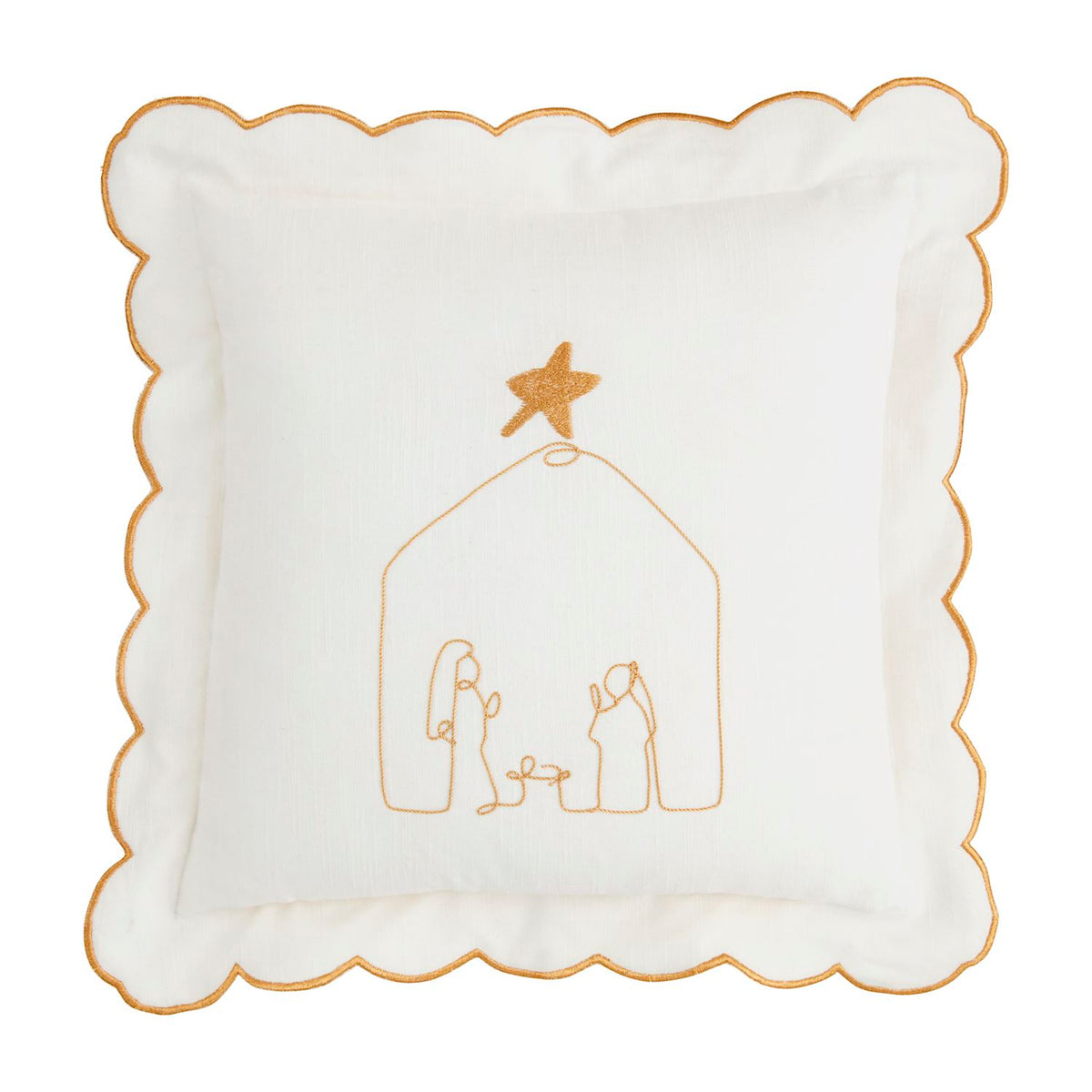 gold scallop nativity pillow mud pie
