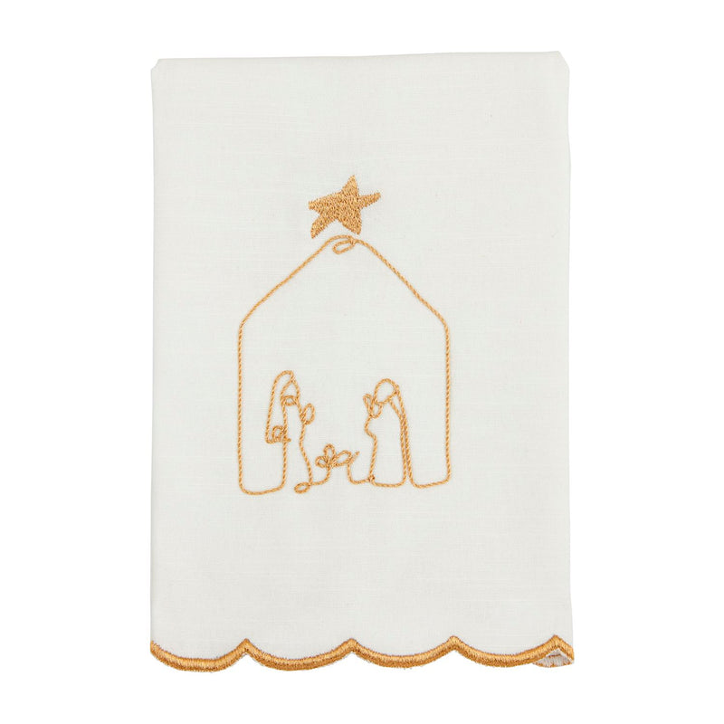 mud pie gold scallop nativity towel 