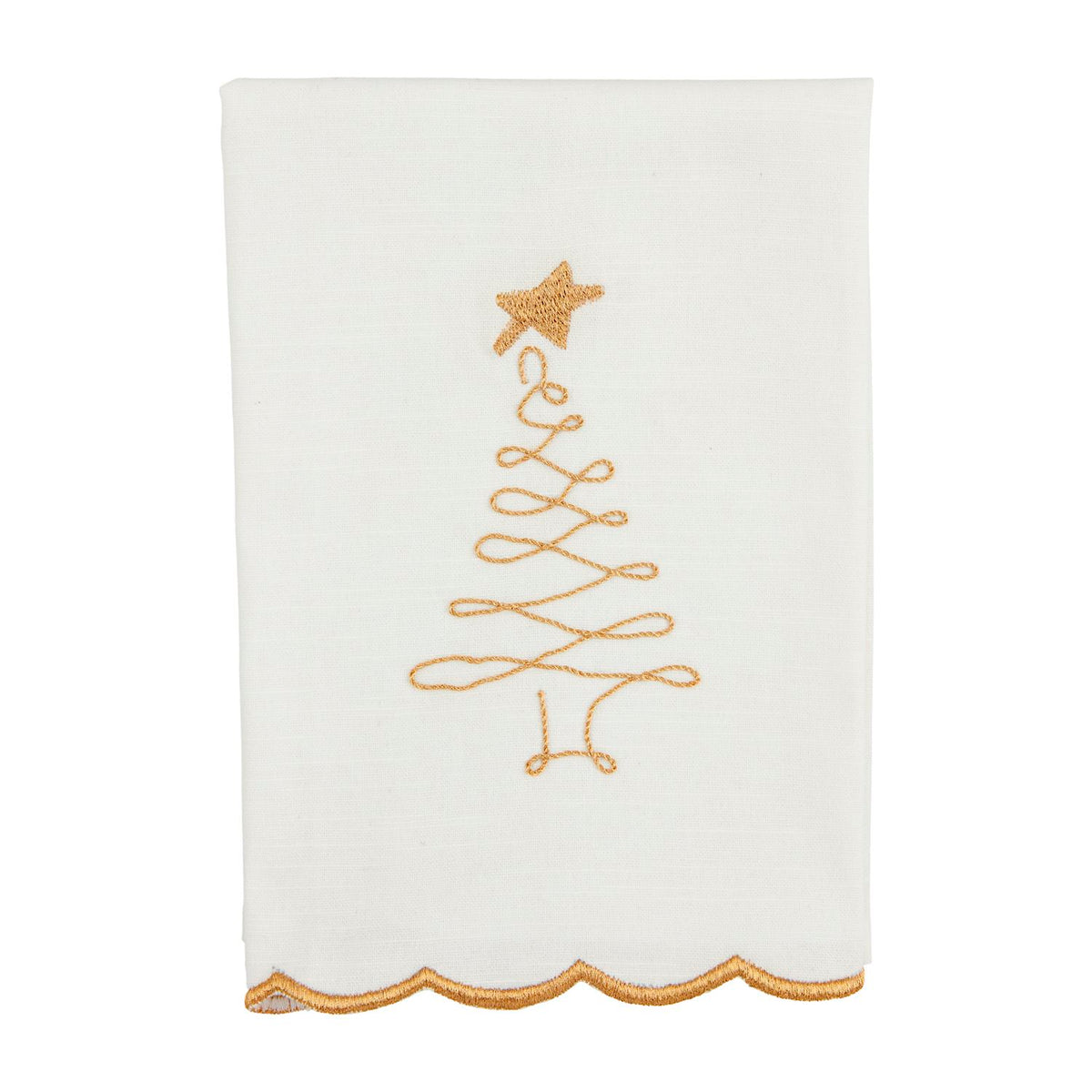 mud pie tree gold scallop towel 