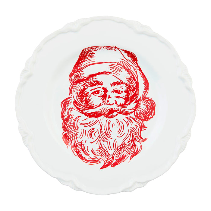 mud pie white and red santa plate