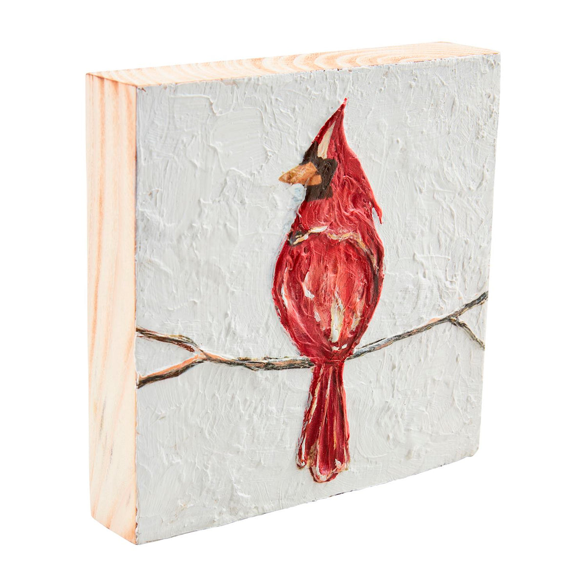 mud pie red cardinal painted block 