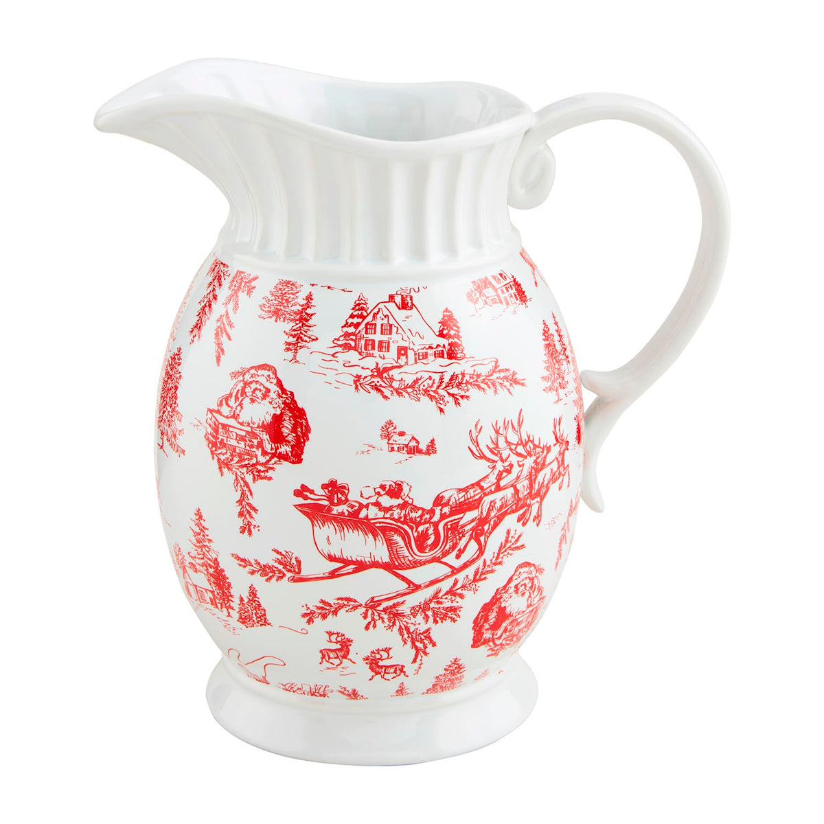 mud pie christmas red toile pitcher 