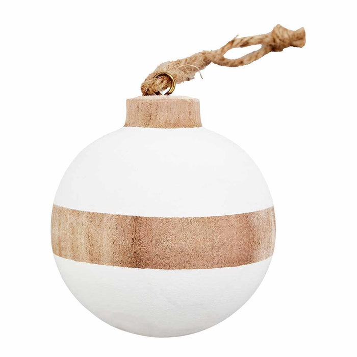 mudpie wood and white ornament 