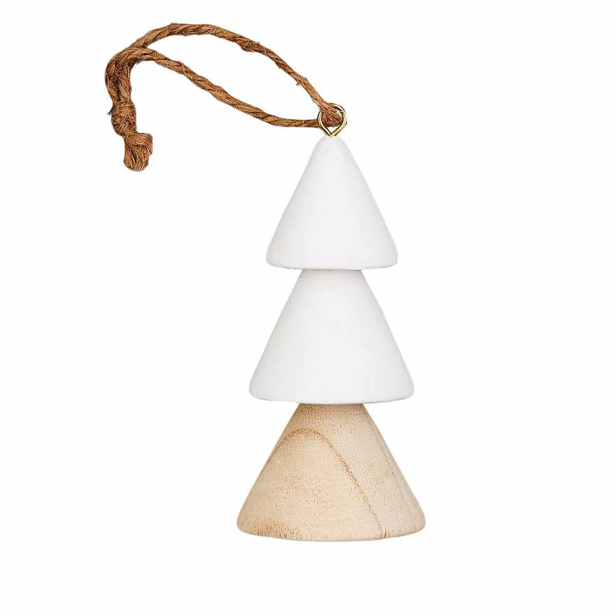 mud pie tree ornament out of wood with white 