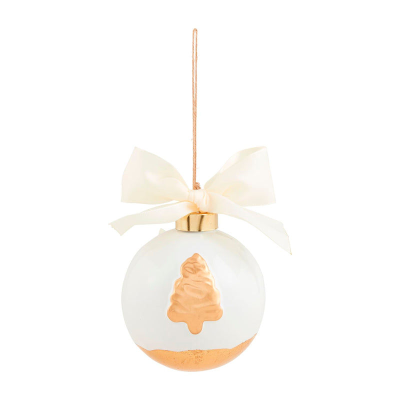 mud pie tree painted gold ornament with satin bow
