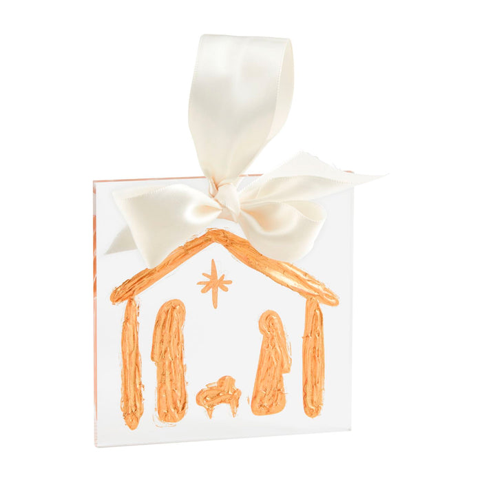 nativity gold acrylic ornament 