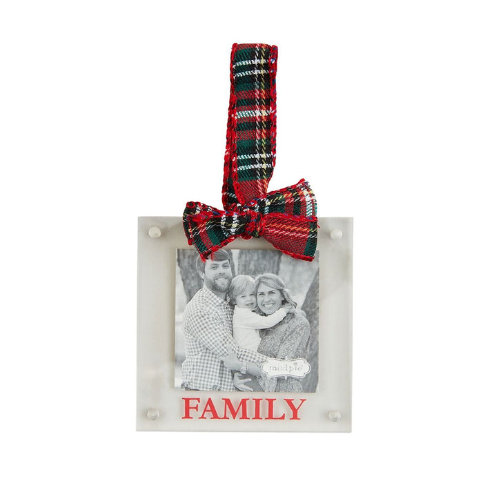 mud pie family acrylic frame with plaid ribbon 