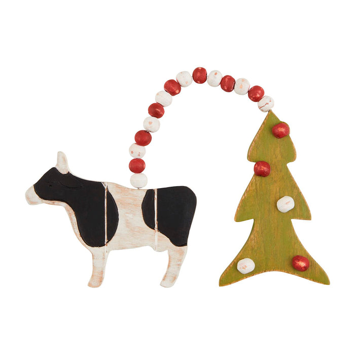 mud pie cow ornament with tree wooden 