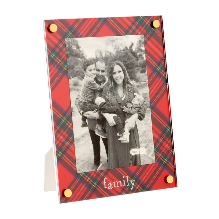 red tartan plaid family mud pie acrylic frame 