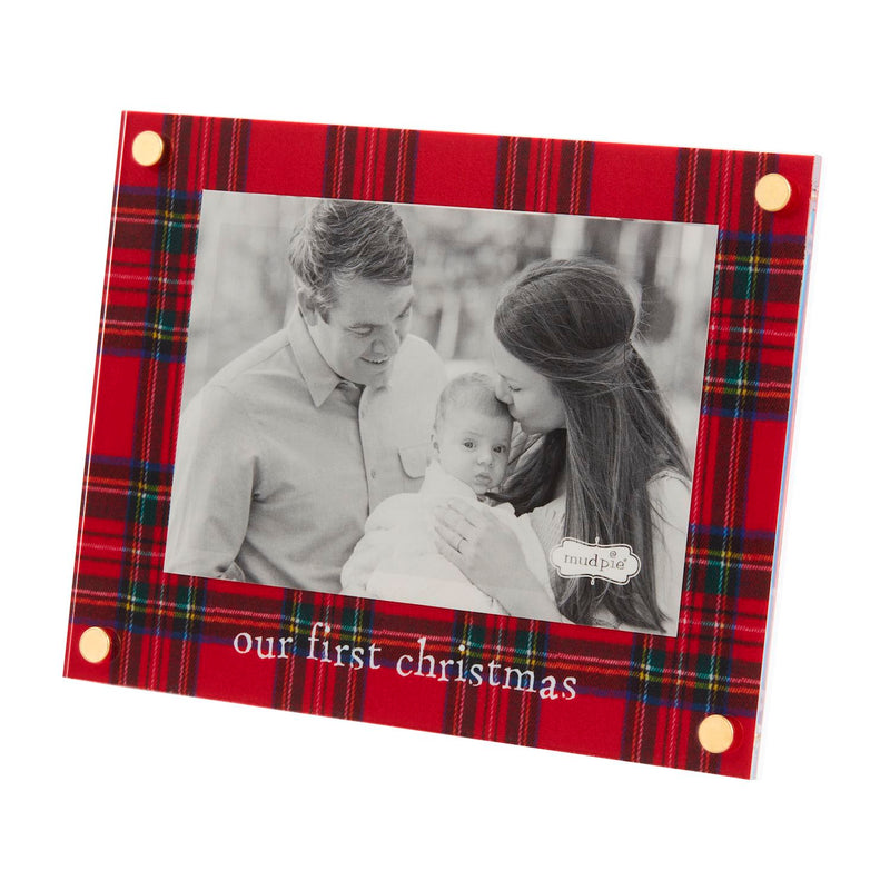 mud pie red tartan plaid our first christmas frame 