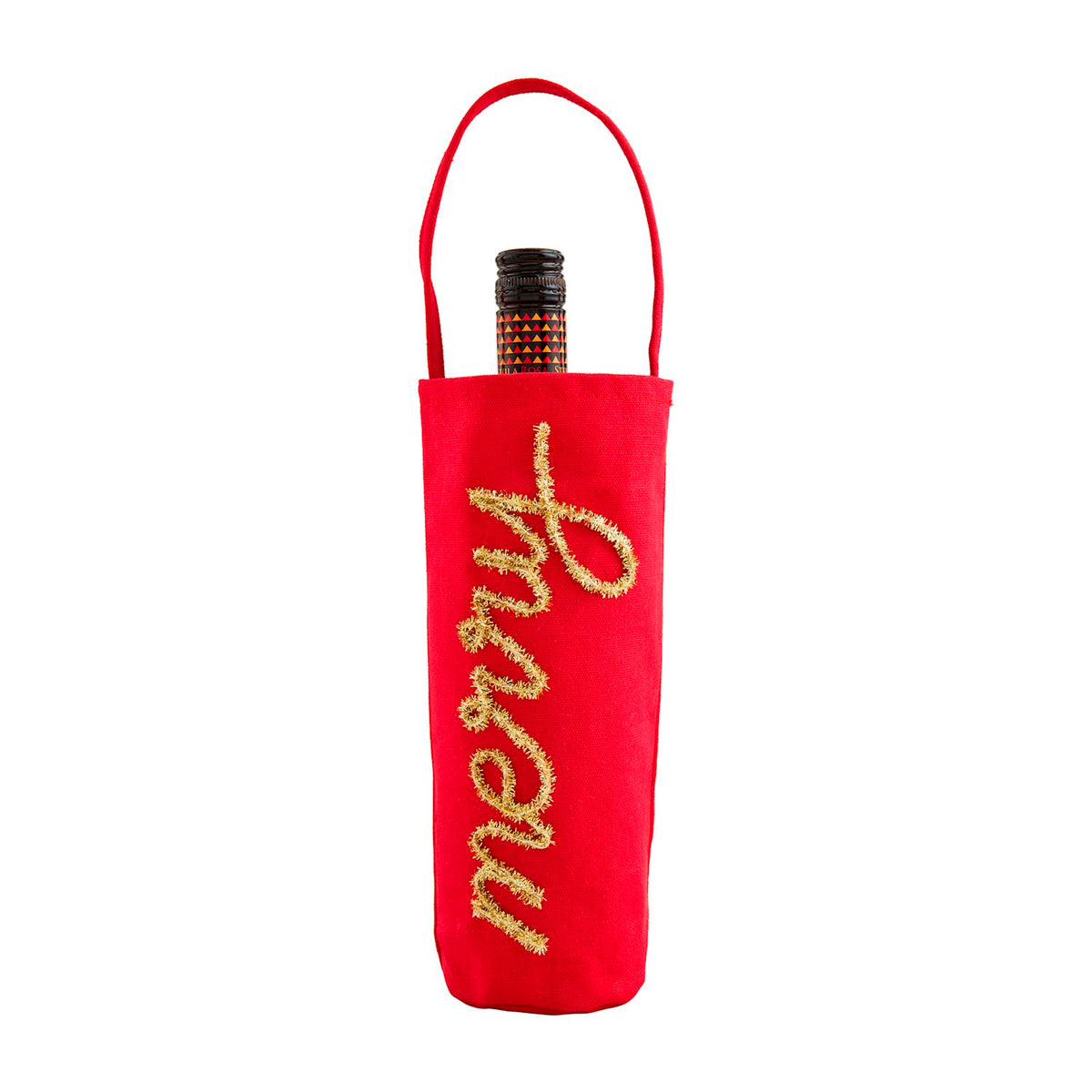 merry tinsel wine bag for gifting 