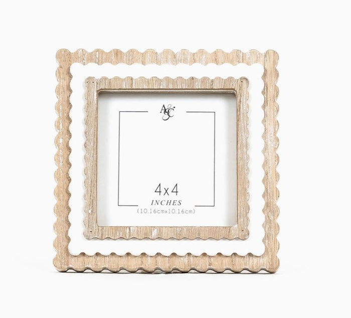 4x4 cream and wood scallop edge frame