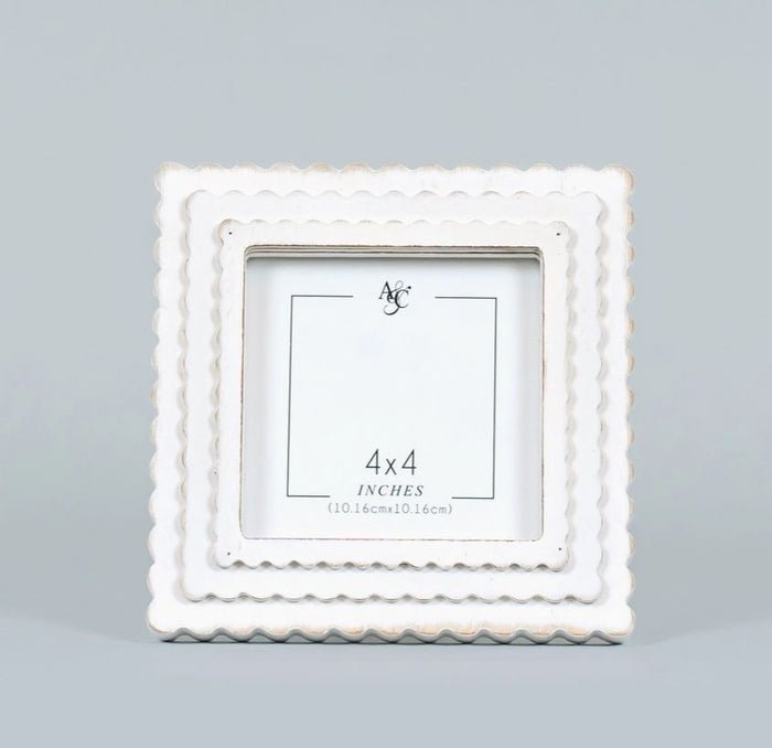 4x4 white scallop frame 