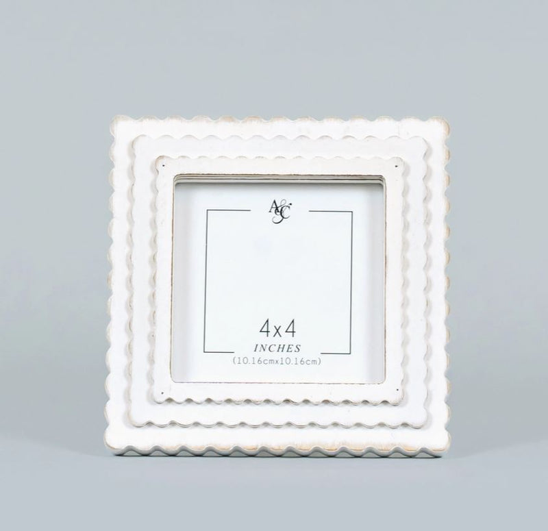 4x4 white scallop frame 