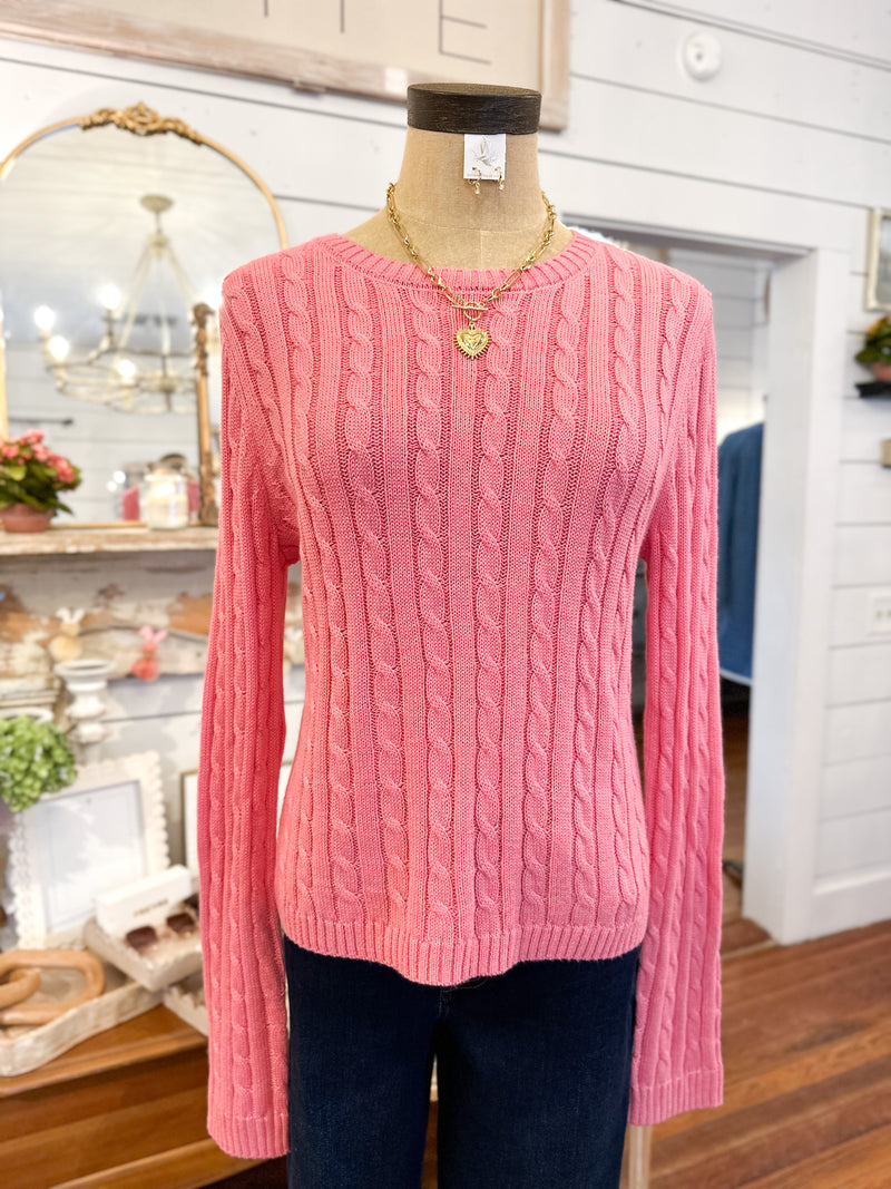 sweet pink long sleeve knit sweater top
great layering piece 