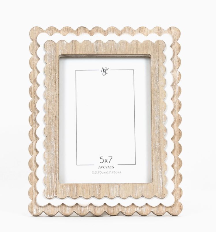 wood and cream scallop frame
