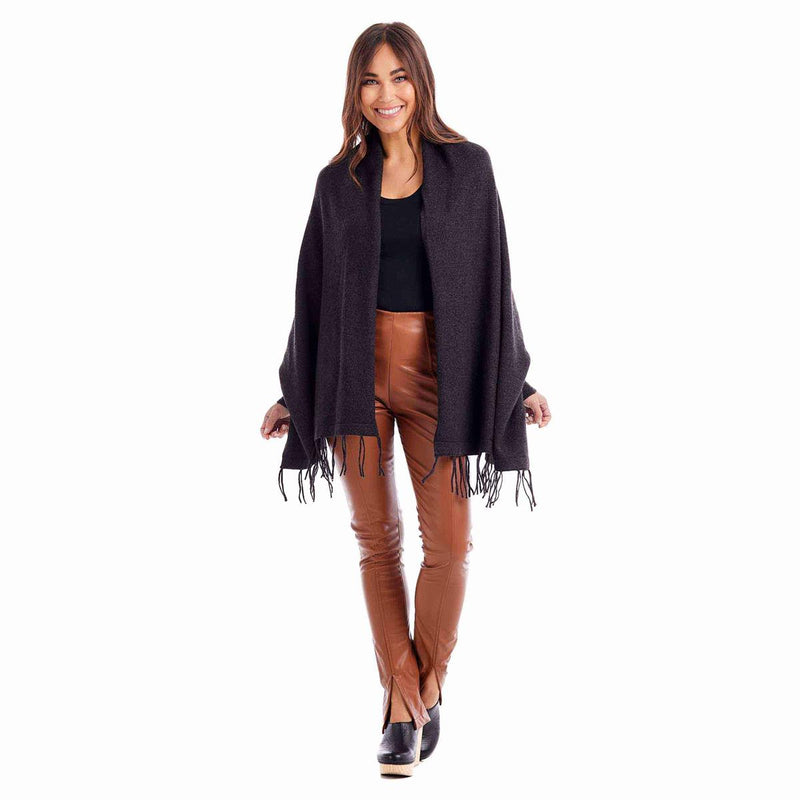 black fringe wrap cardigan mud pie