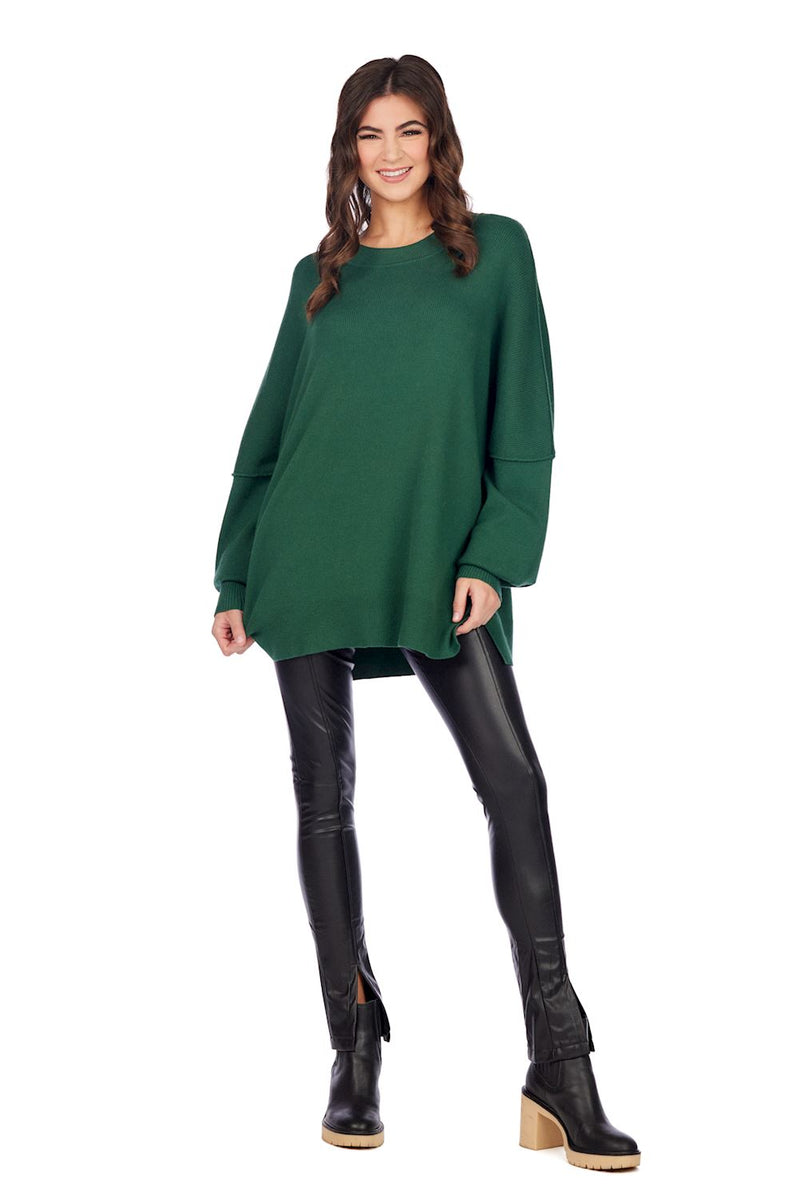 mud pie astrid sweater in dark green one size fits most