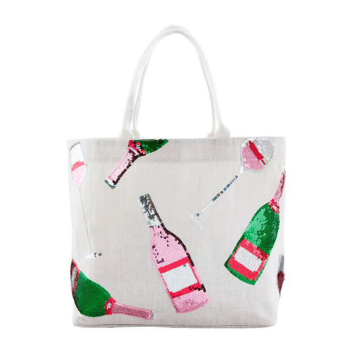 white holiday sparkle tote bag