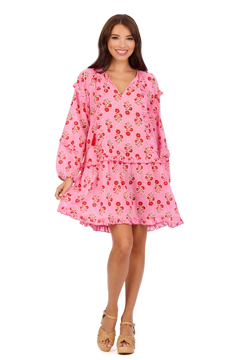 mud pie pink shawna tunic dress