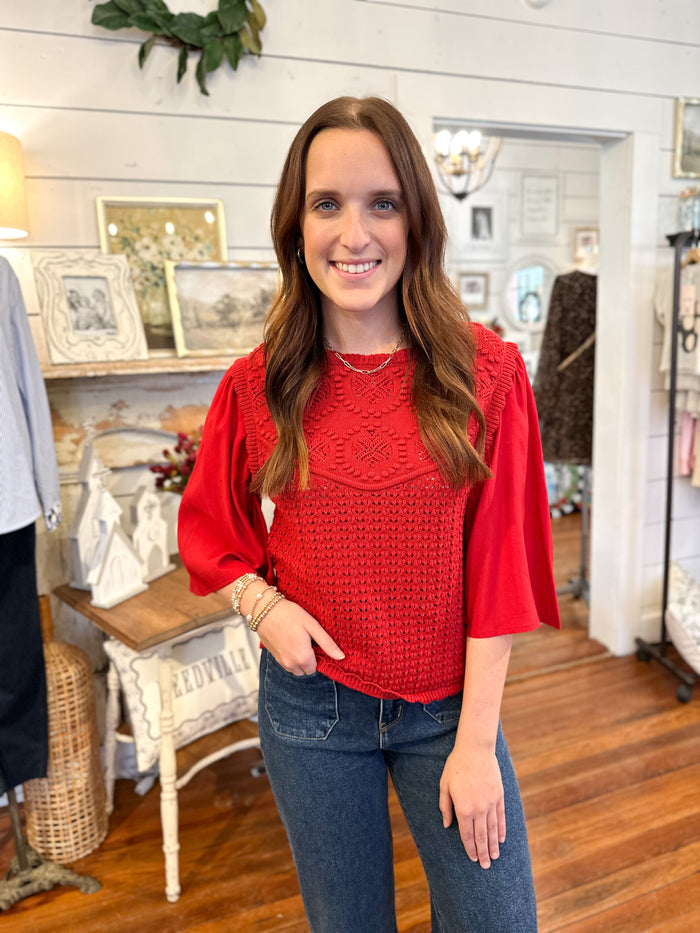 another love red karen top crochet details