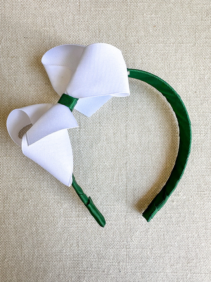 white bow and green headband combo