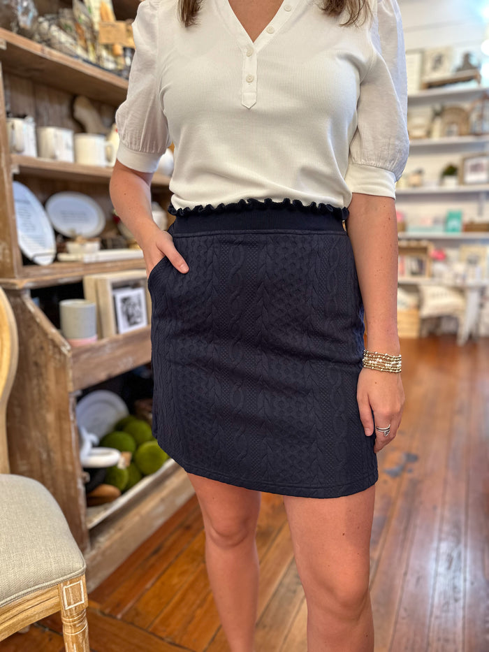 navy blue quilted style skirt