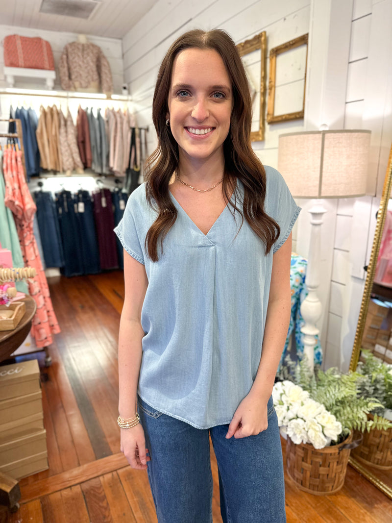 dear john kristen top chambray blue 