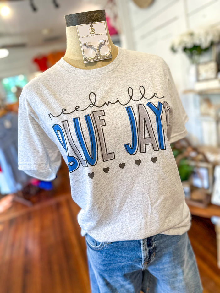 light grey needville blue jays tee