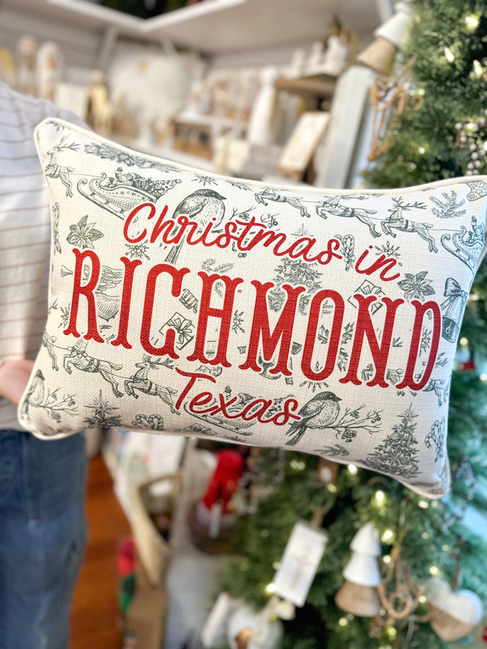 christmas in richmond texas pillow 