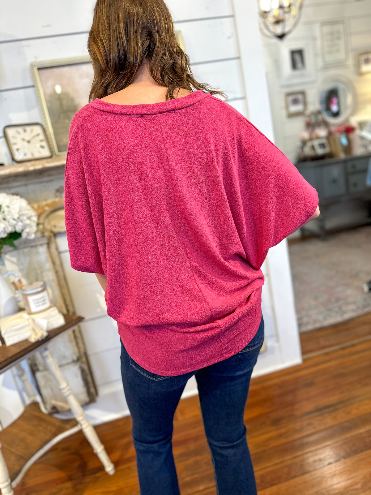 back of the rae, dolman sleeve style top