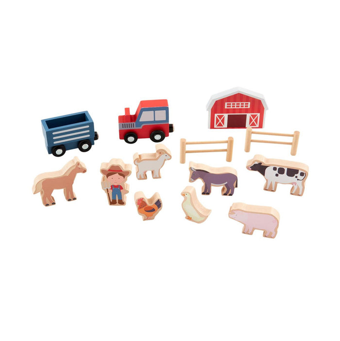 mud pie wood farm toy set