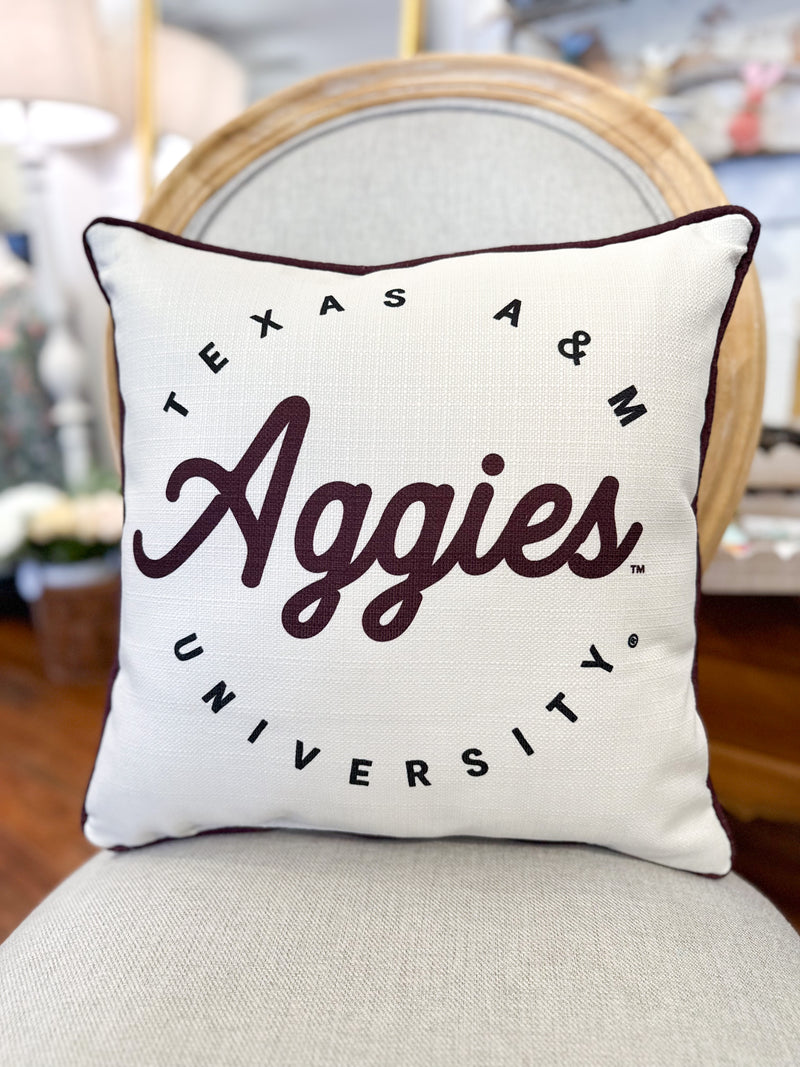 texas aggies square retro circle pillow 