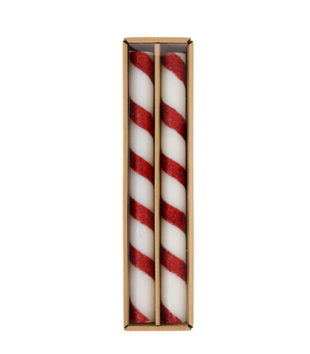 mud pie christmas taper candle set red stripe