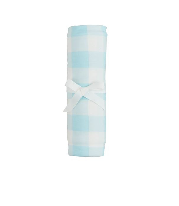 blue checkered swaddle blanket mud pie 