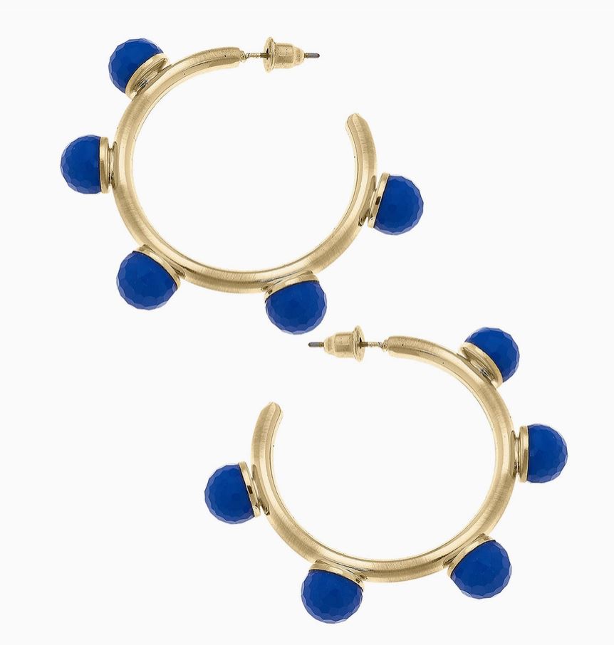 canvas earrings royal blue