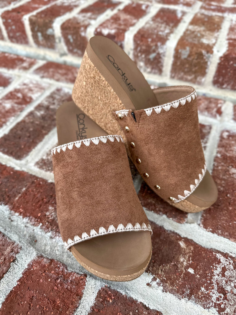 corkys brown suede wedge 2