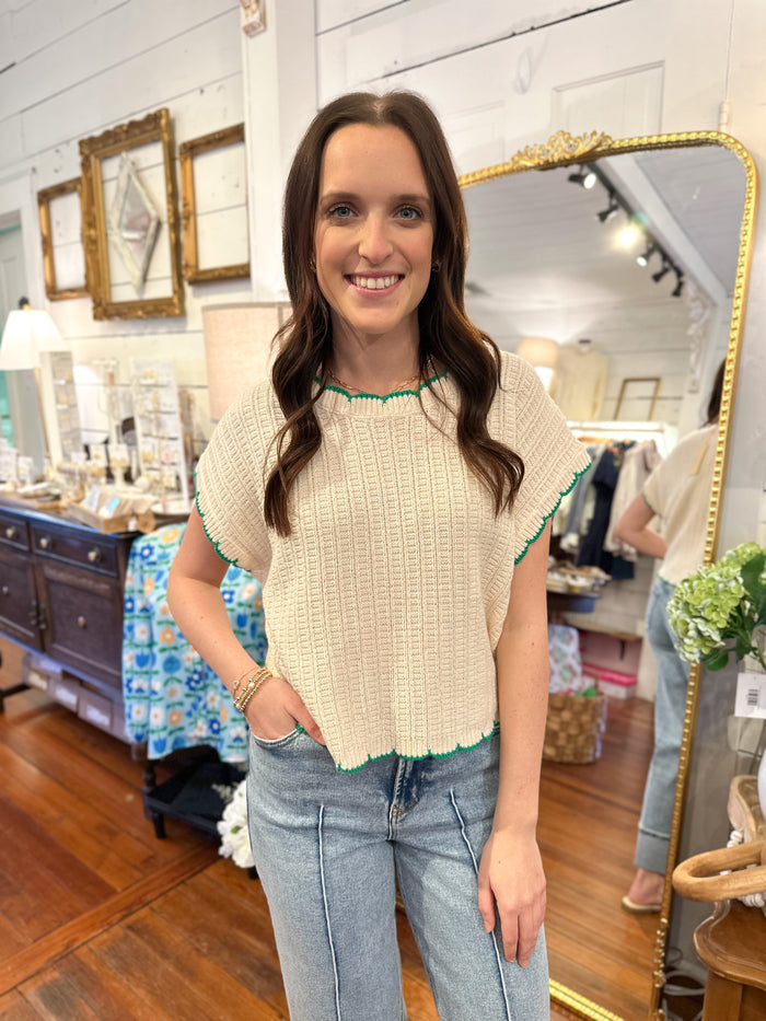 cream and green sweater top entro 