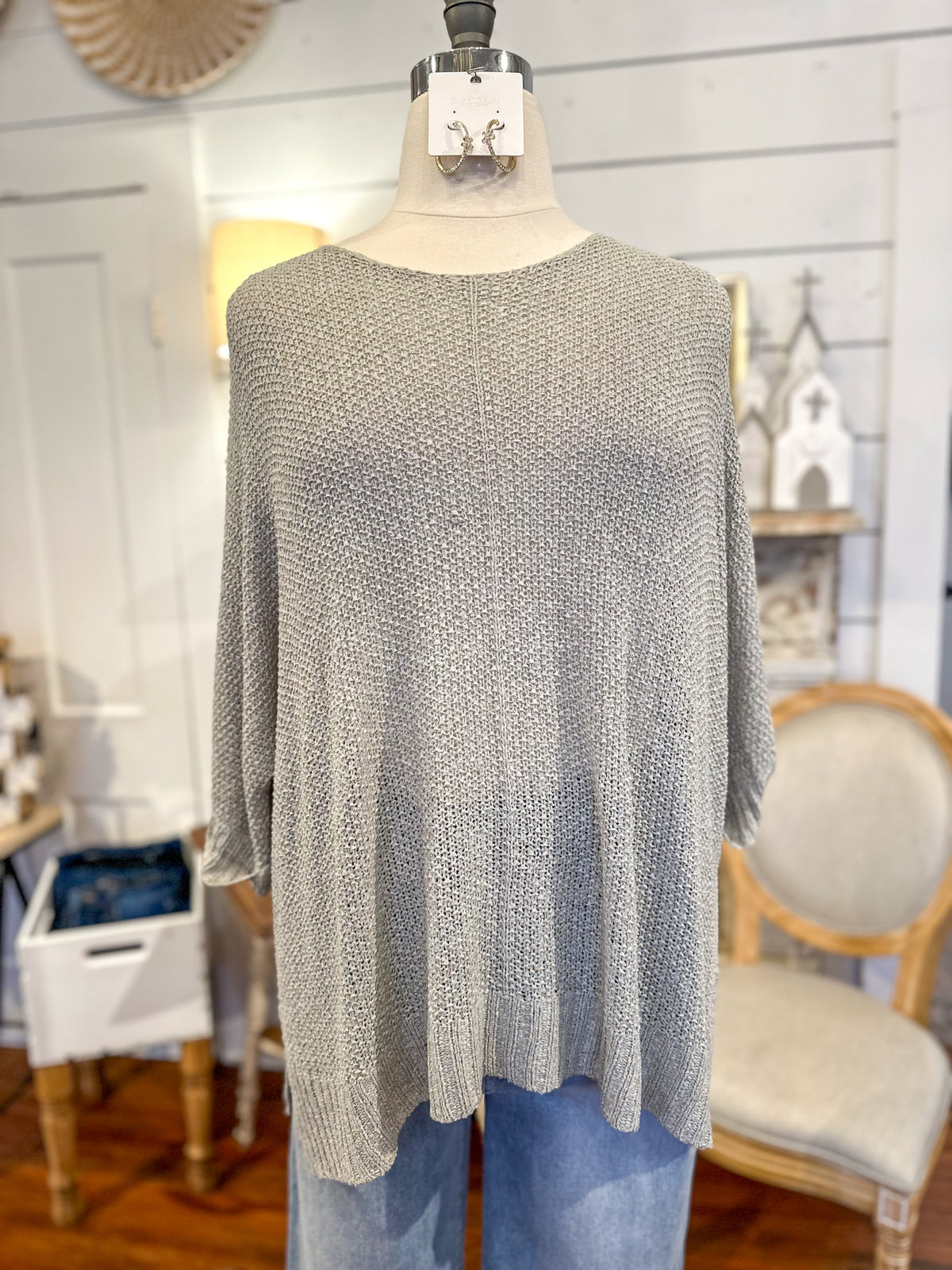 grey sweater top plus size 