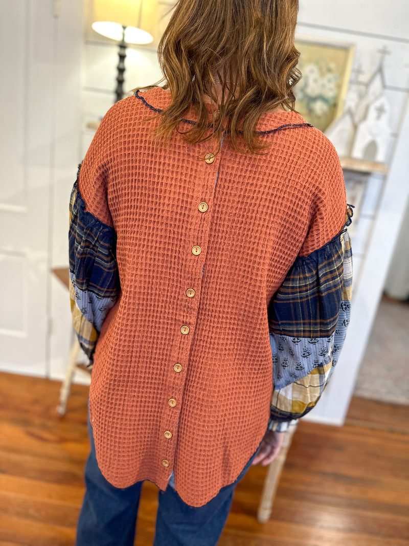 layerz clothing tammy top orange waffle style top